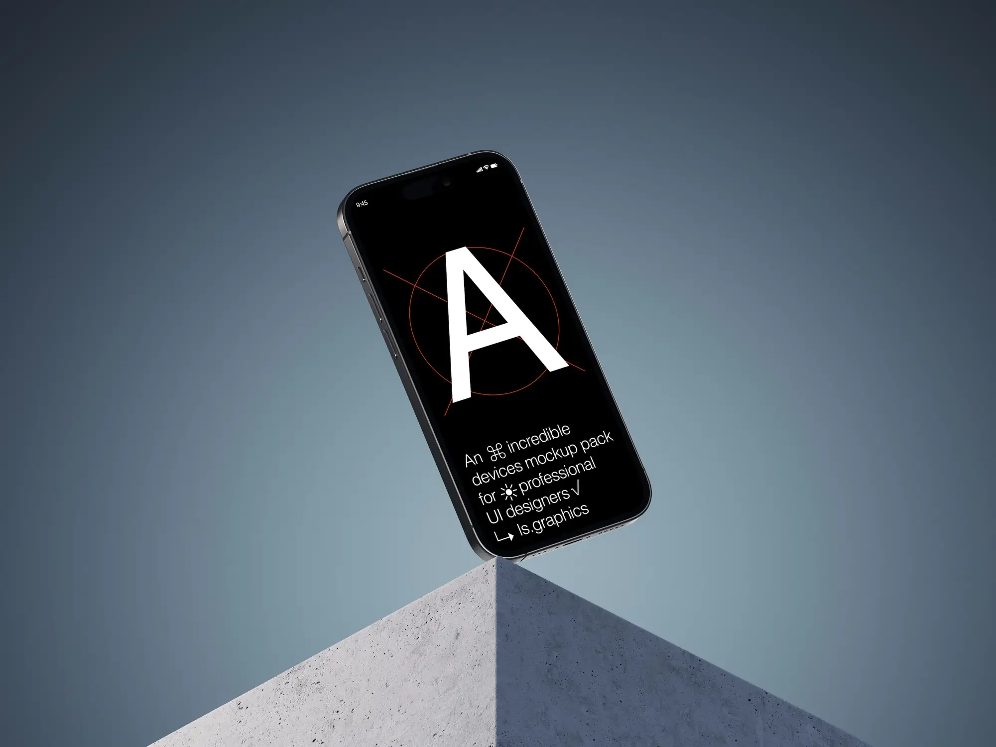 Phone on sculptural blue blocks