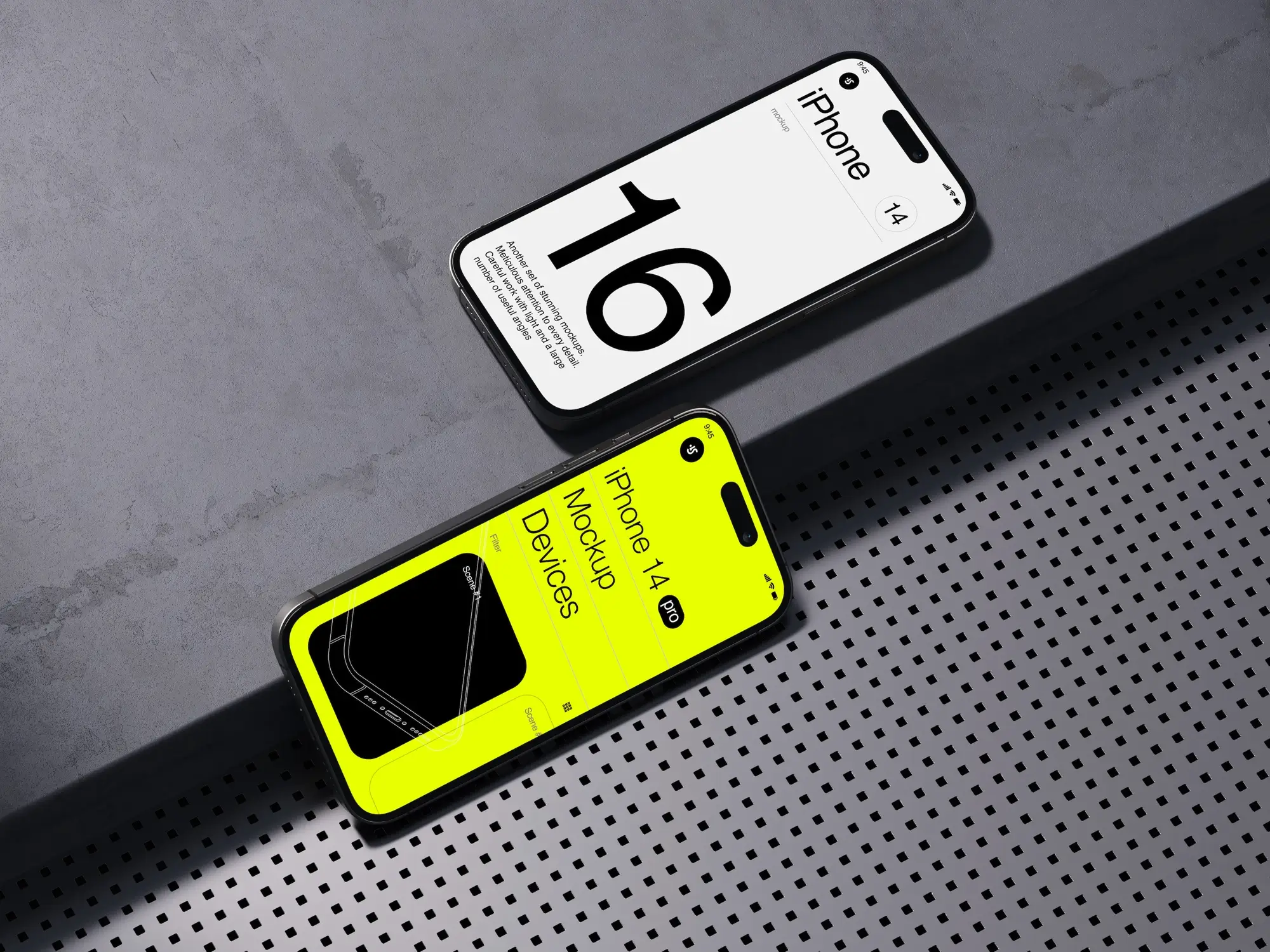 Black and lime phone mockups