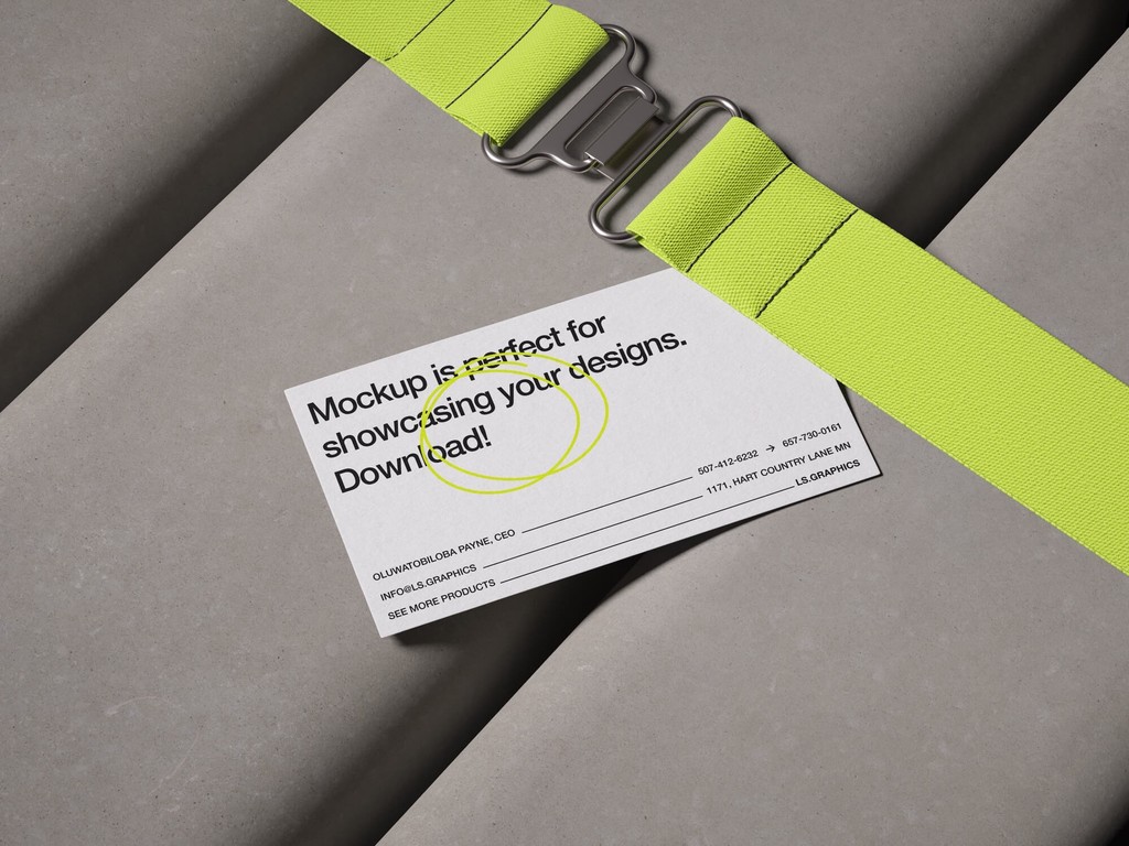 Lime strap and printed brand card
